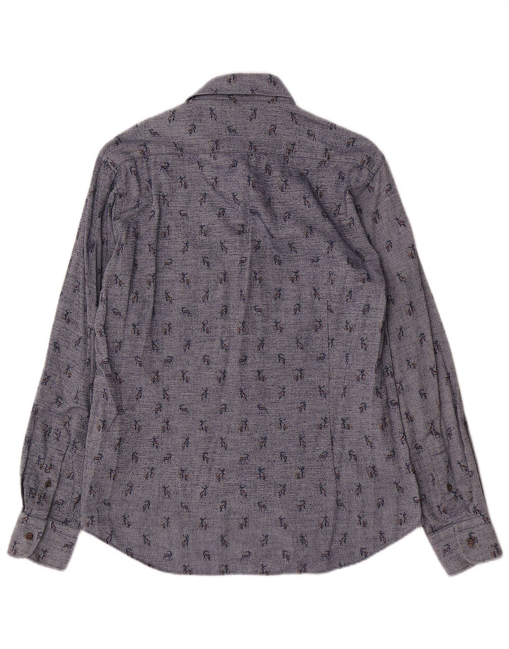 Camicia da uomo con motivo astratto Paul & Shark taglia 39 cotone blu medio
