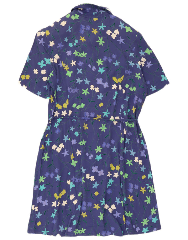 Abito camicia a maniche corte da donna Schneberger UK 18 XL Blu floreale