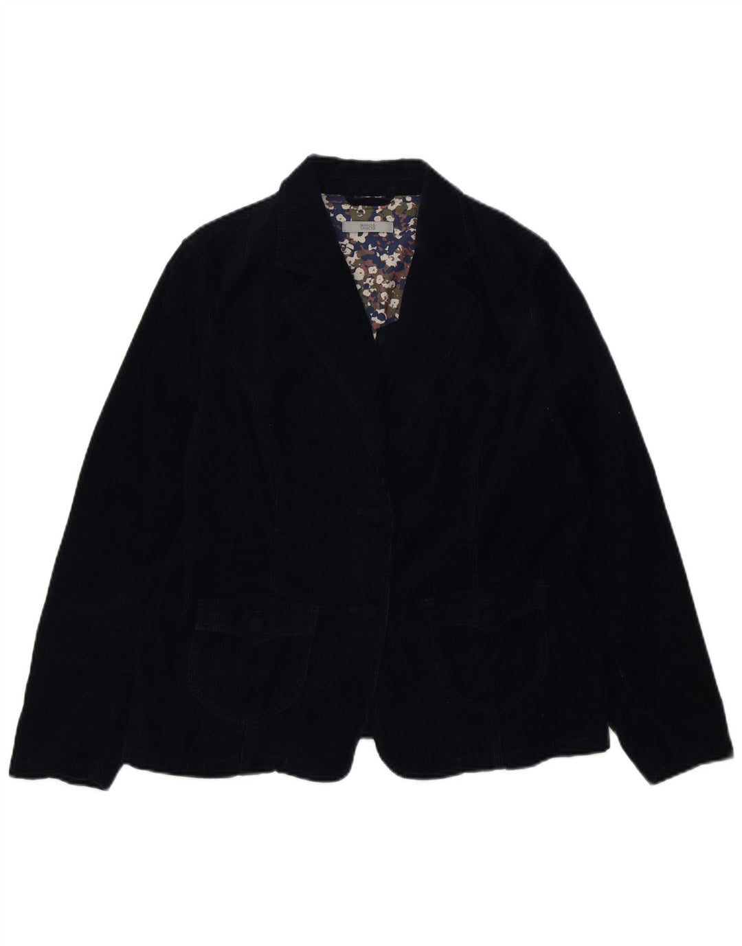 Giacca blazer in velluto a coste a 2 bottoni Marks & Spencer da donna UK 18 XL Blu navy