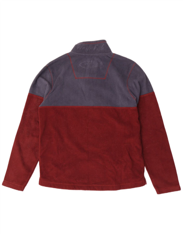 WEIRD FISH Maglione da uomo in pile con collo a bottoni, grande blocco di colore marrone