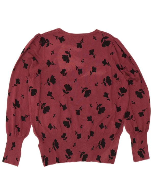Maglione maglione con scollo a barca da donna Marks & Spencer UK 16 Grande floreale bordeaux