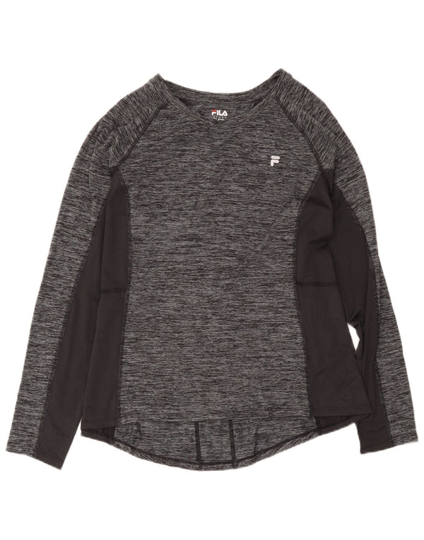 Maglia da donna a maniche lunghe Fila UK 20 2XL Sport in poliestere screziato grigio