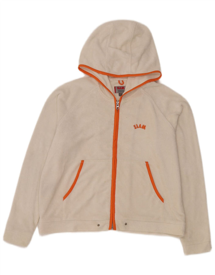 Maglione con cappuccio e zip oversize in pile da donna Slam UK 10 piccolo poliestere bianco