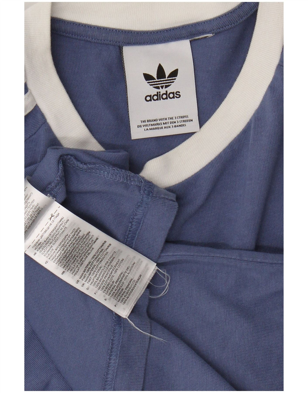 T-shirt grafica da uomo Adidas Top piccola in cotone blu