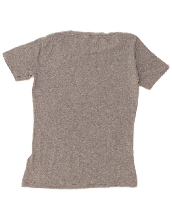 T-shirt grafica da donna Trussardi Jeans Top UK 10 piccola in cotone grigio