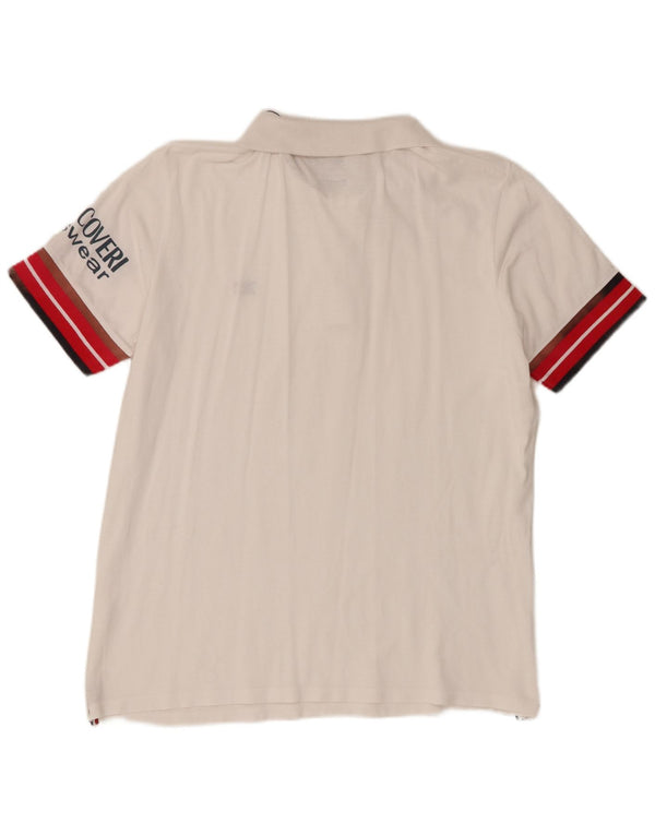 Polo grafica da uomo Enrico Coveri 2XL cotone color block bianco