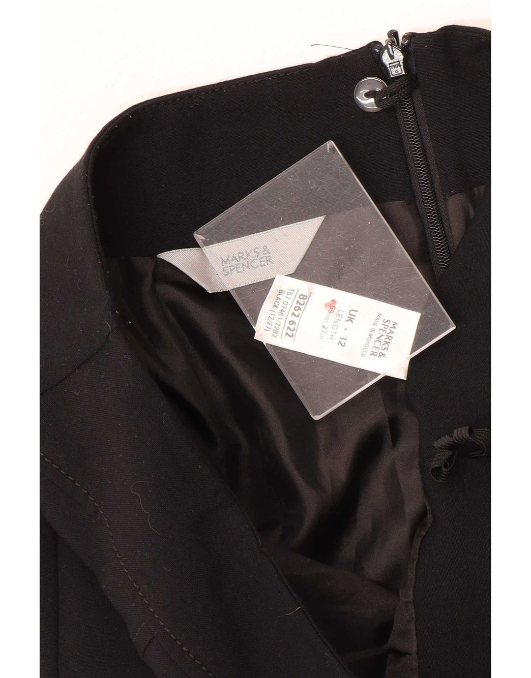 Gonna dritta da donna Marks & Spencer UK 12 media W30 poliestere nero