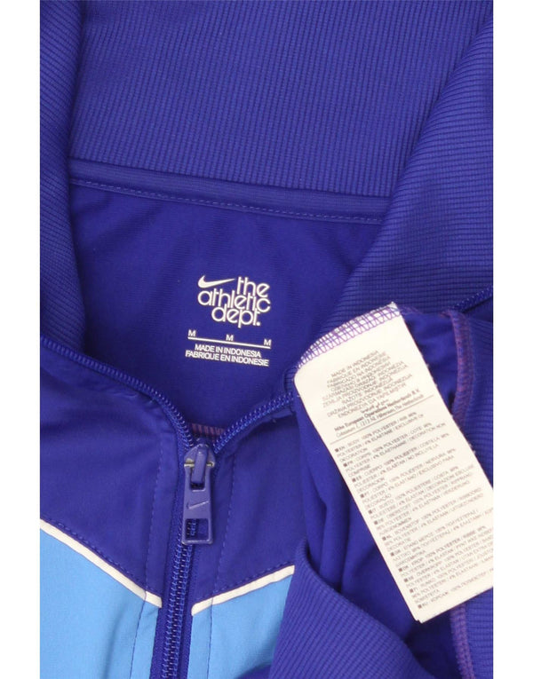 Nike Womens Tracksuit Top Jacket UK 14 Medium Navy Blue Colourblock