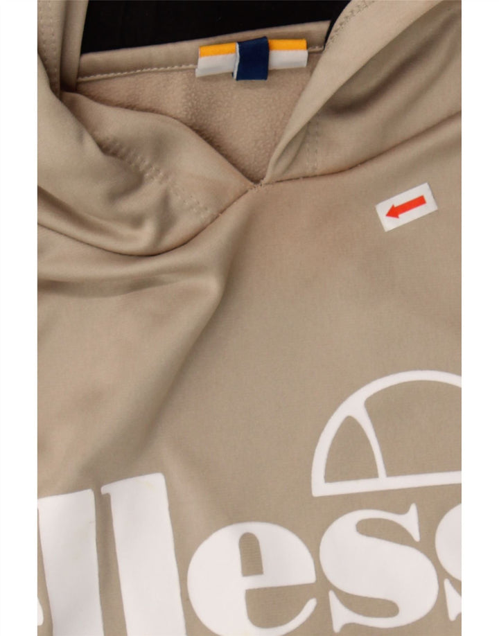 ELLESSE Boys Graphic Hoodie Jumper 13-14 Years Beige Polyester Vintage Ellesse and Second-Hand Ellesse from Messina Hembry 
