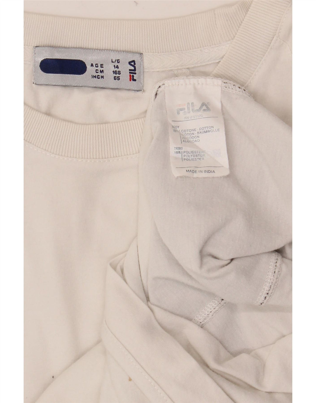 T-shirt FILA per ragazzi 13-14 anni in cotone color block bianco