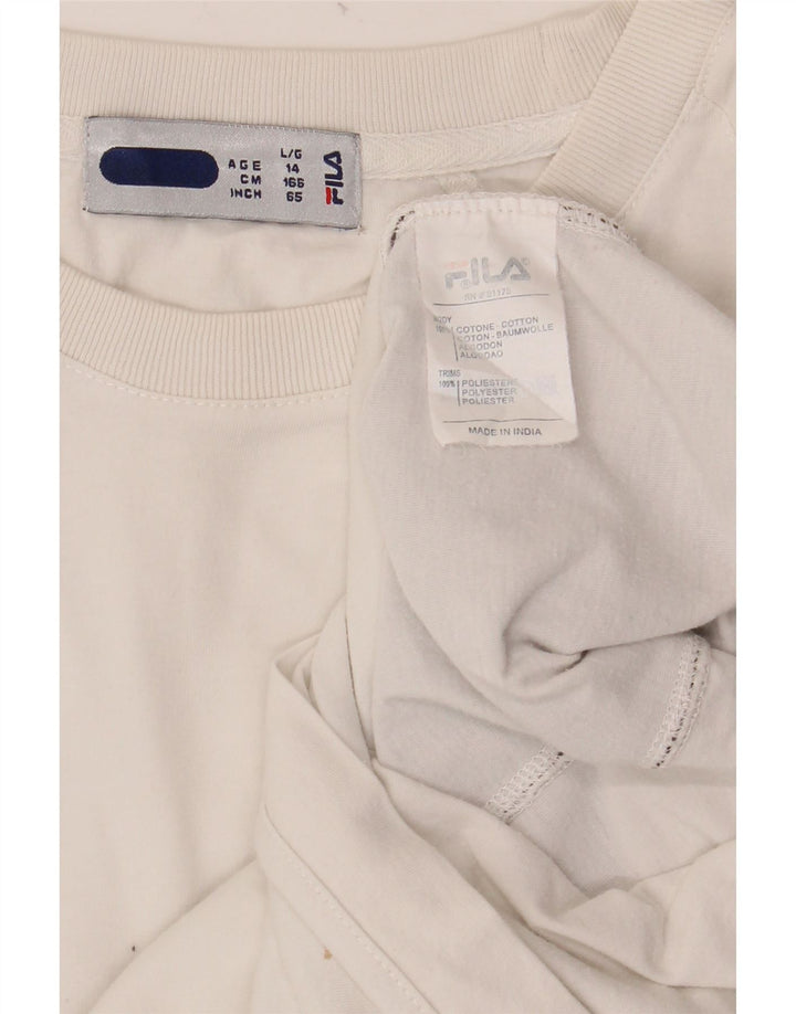 T-shirt FILA per ragazzi 13-14 anni in cotone color block bianco