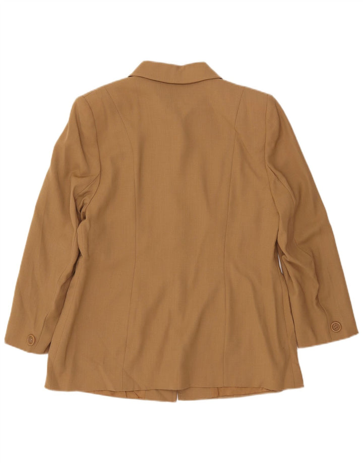 MARKS & SPENCER Giacca blazer a 5 bottoni da donna UK 16 Large Beige Lana