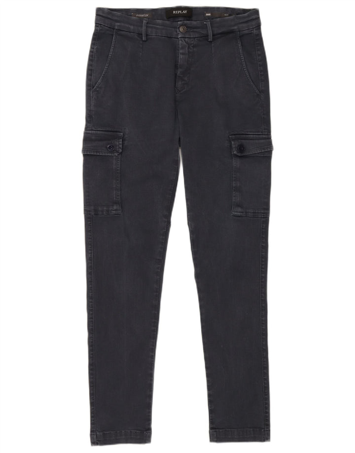 REPLAY Jeans slim da uomo Jaan Cargo W30 L30 cotone blu navy