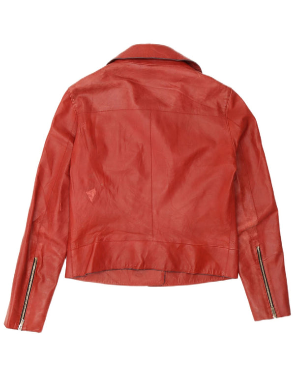 Giacca da motociclista in pelle da uomo Massimo Dutti UK 36 piccola pelle rossa