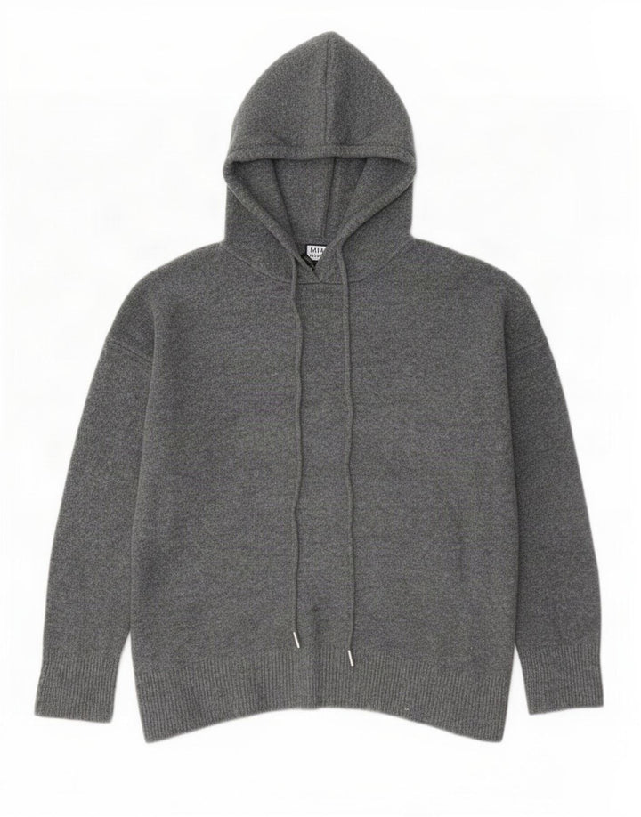 Maglione oversize con cappuccio da donna Zara UK 10 piccolo poliestere grigio