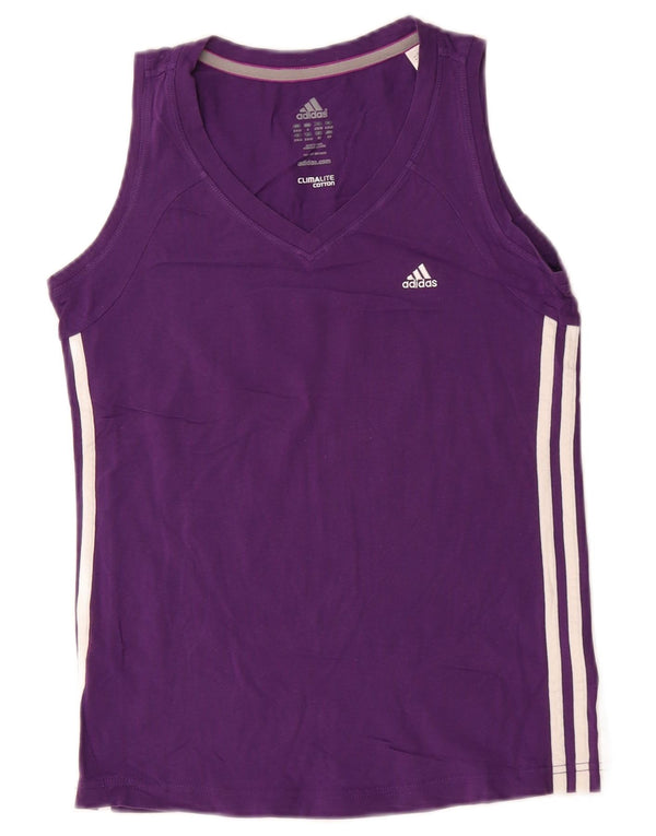 Canotta Adidas Climalite da donna UK 8/10 piccolo cotone viola