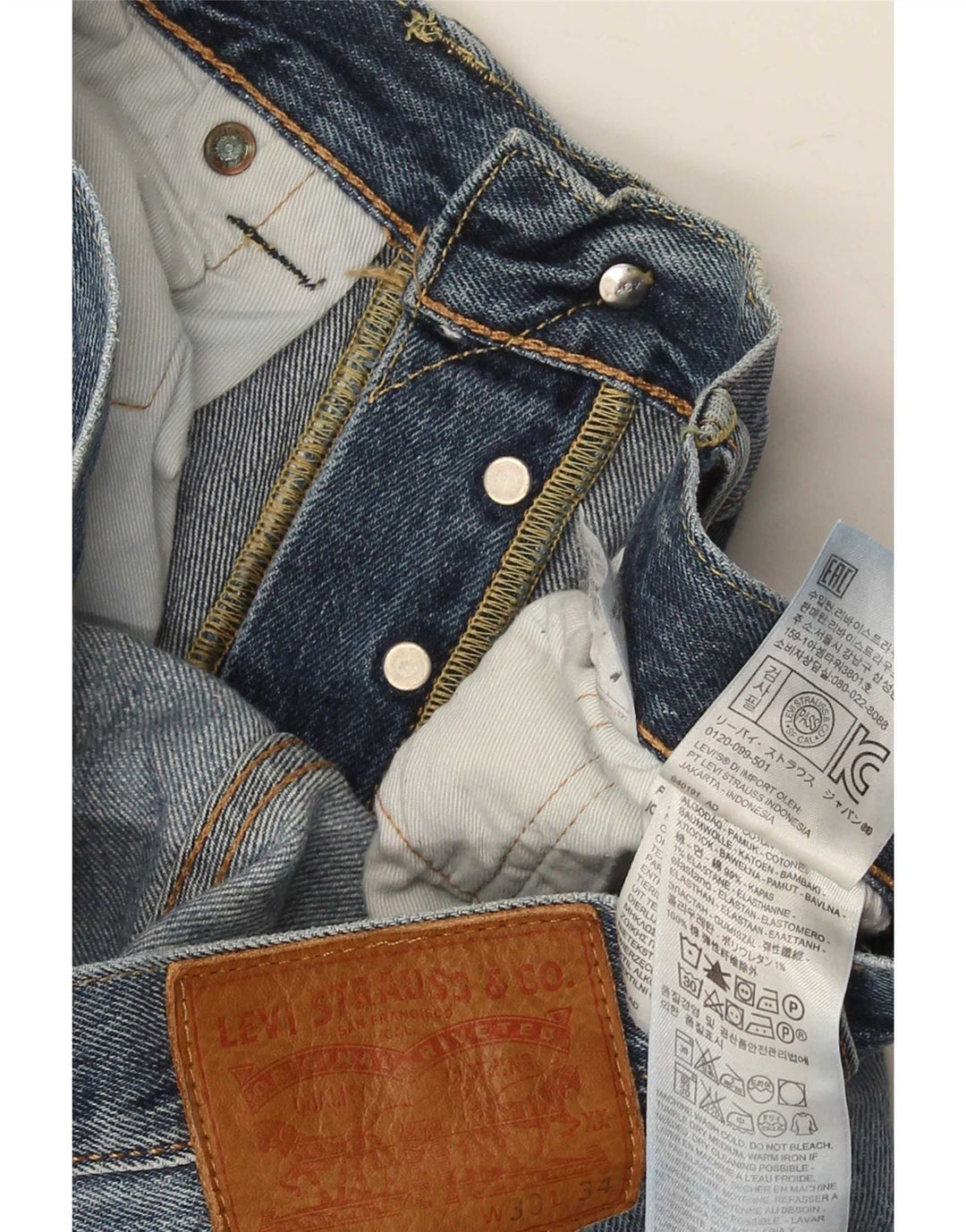 Levi's Uomo 501 Jeans dritti invecchiati W30 L34 Cotone blu