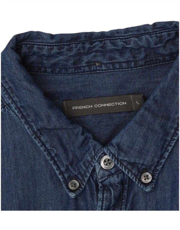 Camicia di jeans da uomo French Connection grande cotone blu navy