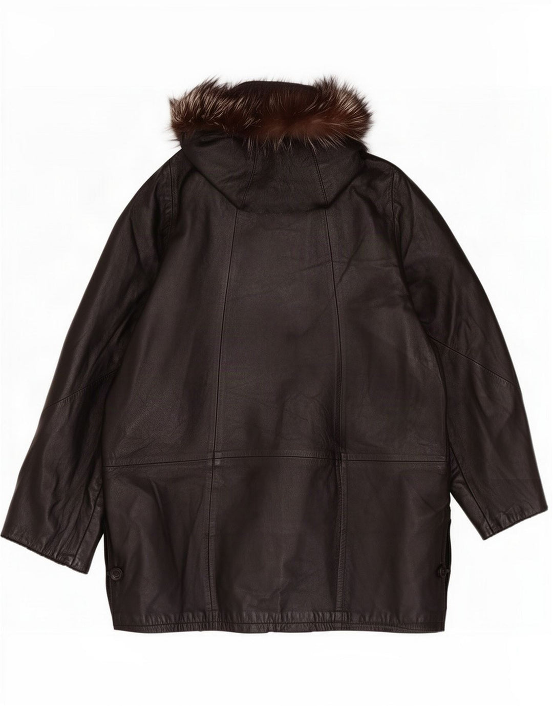 Cappotto oversize in pelle vintage con cappuccio da donna IT 42 Medio Nero