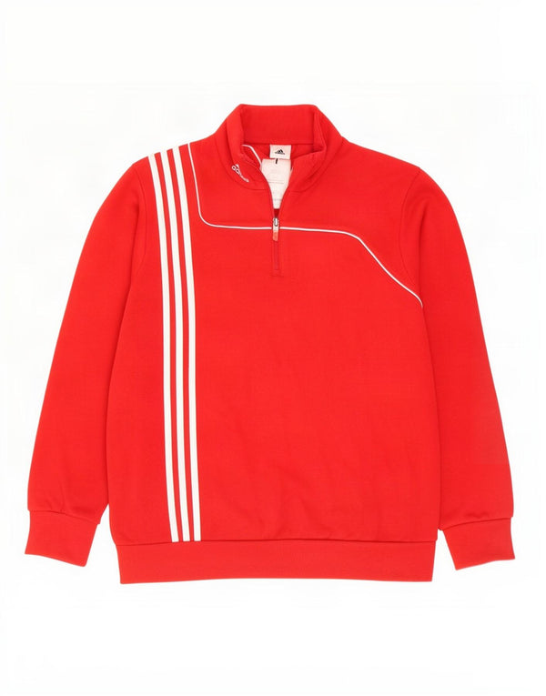 Felpa Adidas da uomo con zip e collo, grande, in cotone rosso