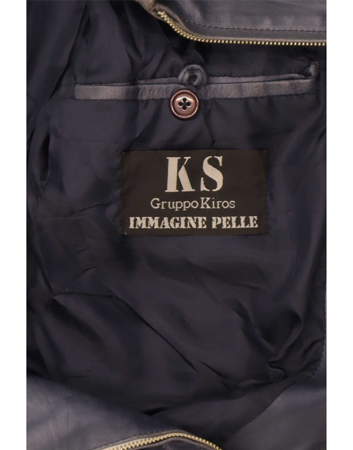 Giacca in pelle da uomo Kiros IT 52 XL Blu Navy