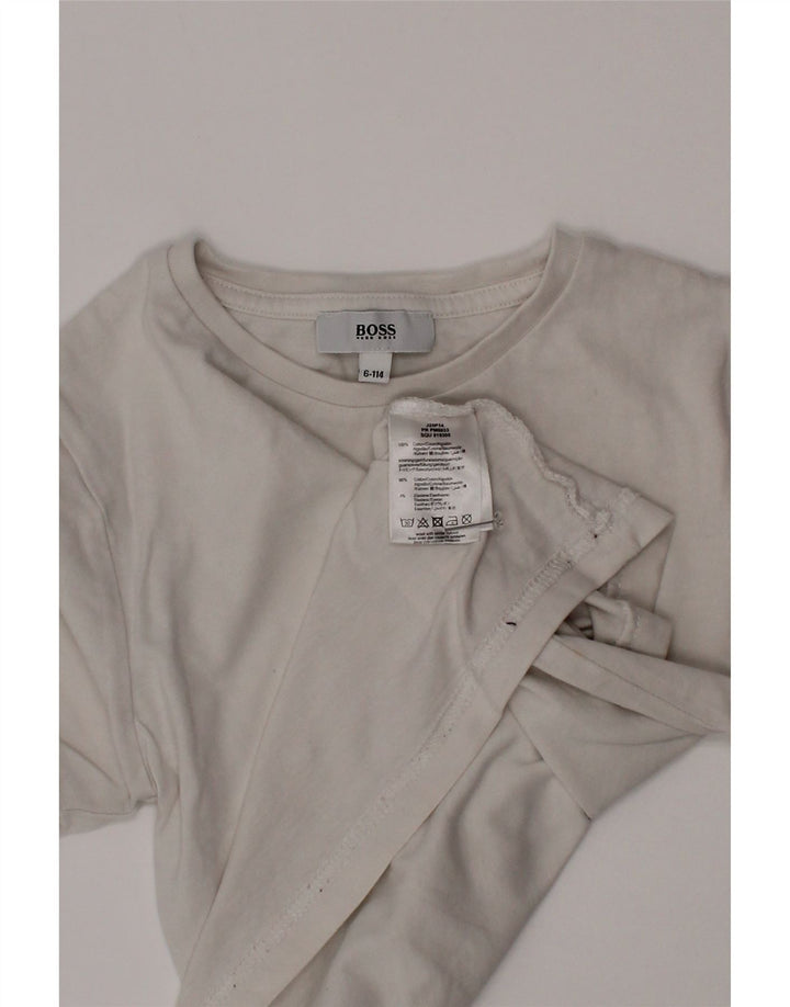 T-shirt da ragazzo Hugo Boss Top 5-6 anni in cotone bianco