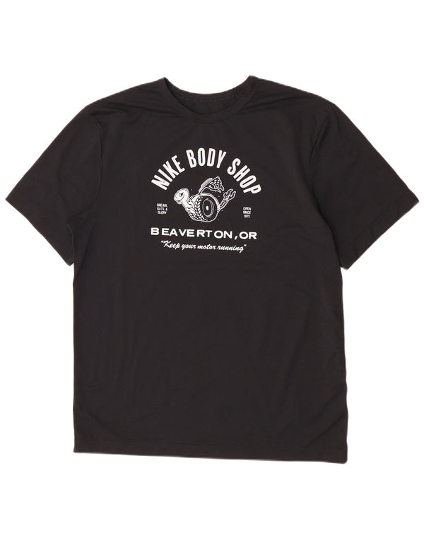 T-shirt grafica Nike Dri Fit da uomo, parte superiore in poliestere nero medio
