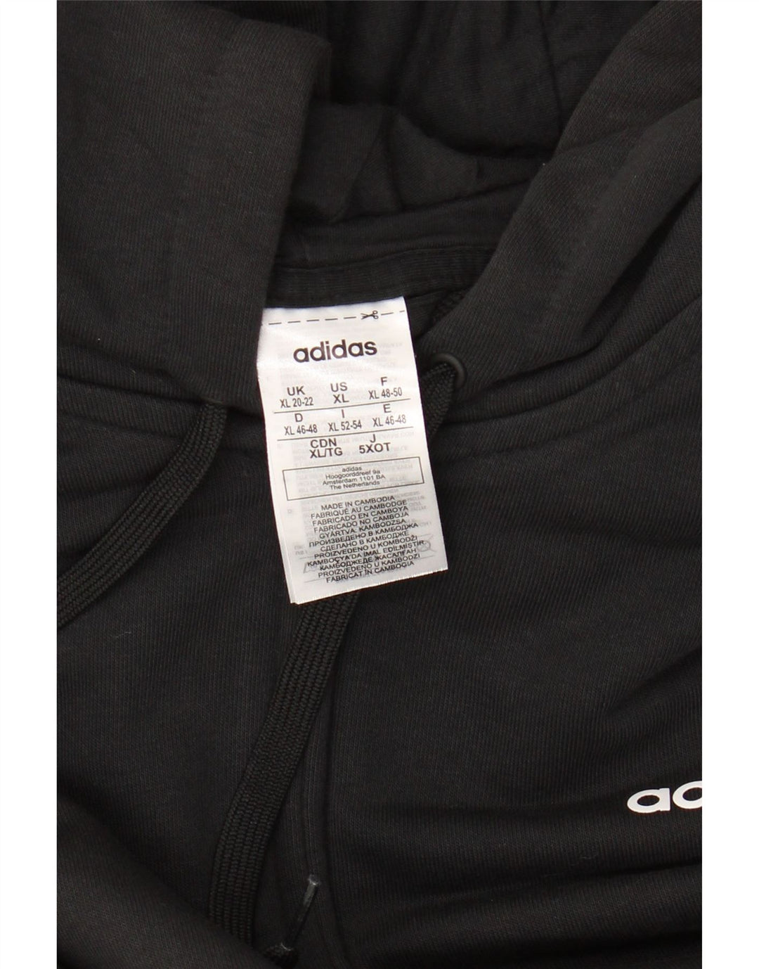 Felpa con cappuccio e zip da donna ADIDAS UK 20/22 XL Cotone nero