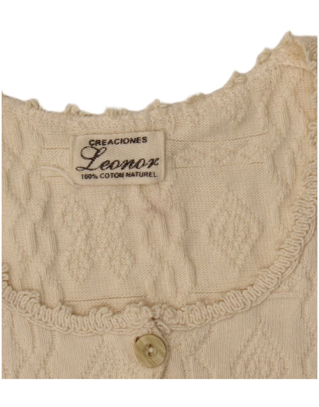 Maglione cardigan senza maniche corto da donna LEONOR UK 10 piccolo cotone beige