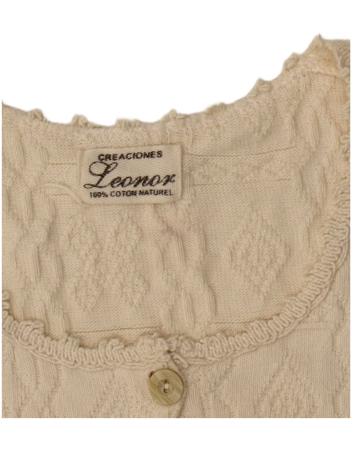 Maglione cardigan senza maniche corto da donna LEONOR UK 10 piccolo cotone beige