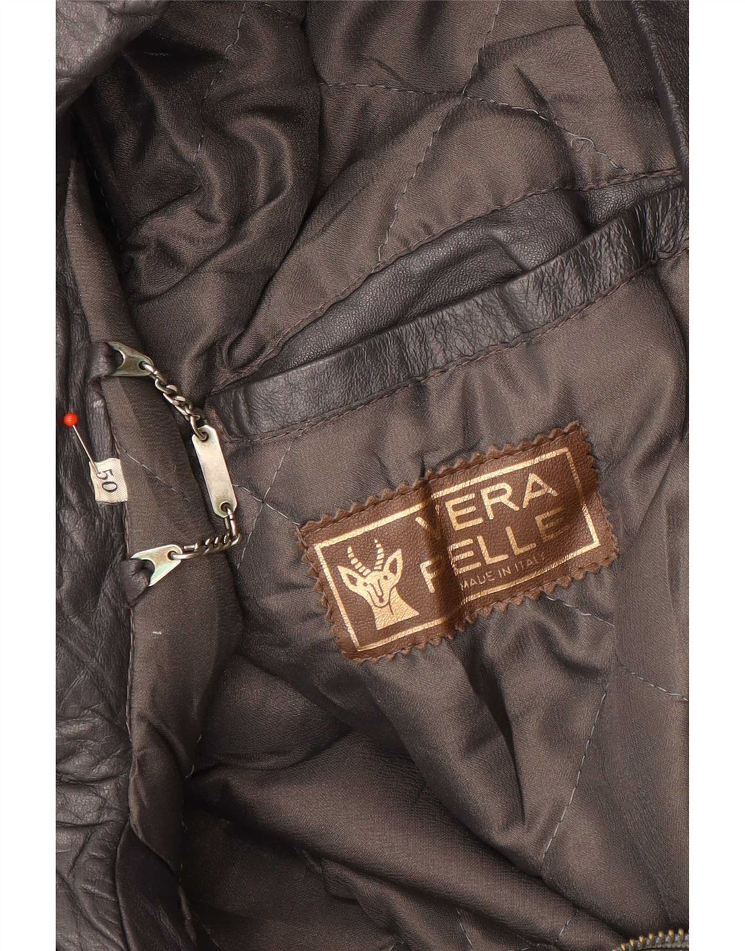 Giacca in pelle vintage da uomo IT 50 grande marrone