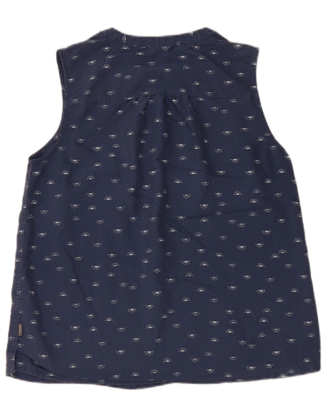 EDDIE BAUER Camicetta senza maniche da donna UK 10 Small Blu navy maculato