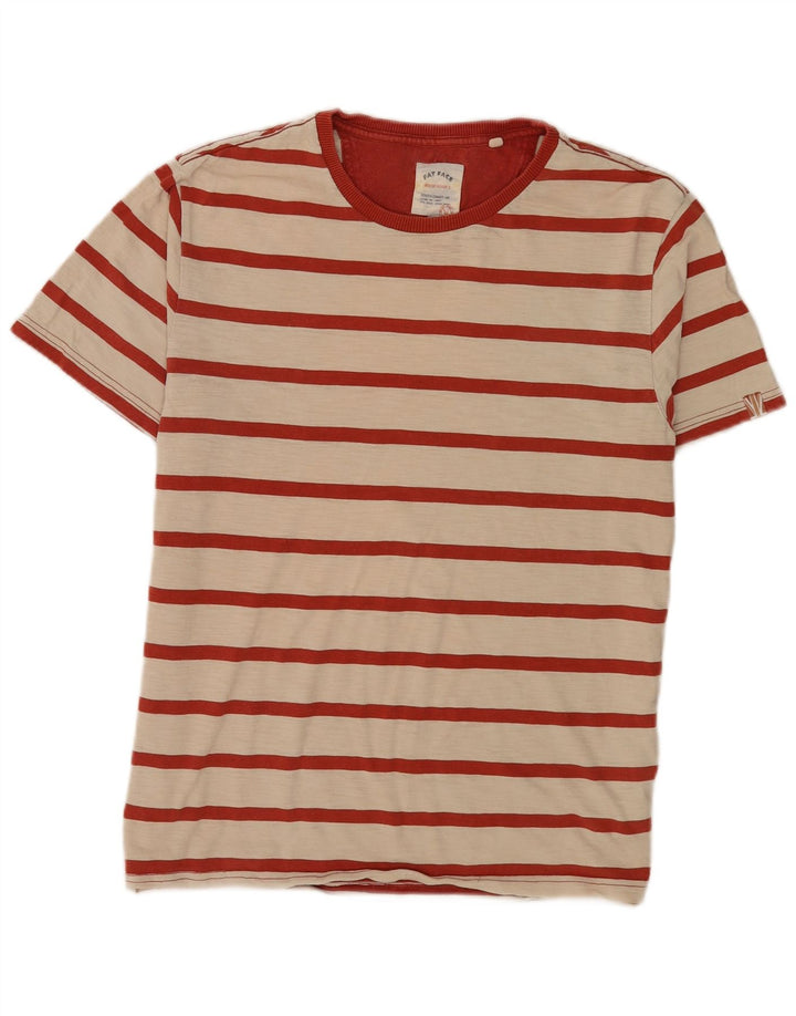 T-shirt da uomo Fat Face Top in cotone a righe beige medio