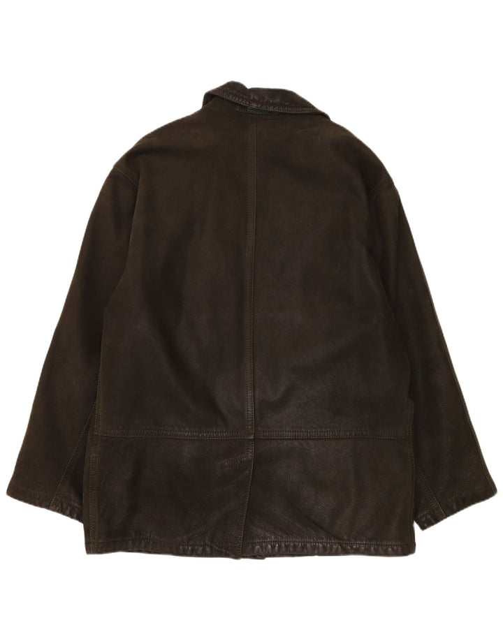 Cappotto giacca a vento in pelle da uomo Henry Cottons IT 50 grande in pelle marrone