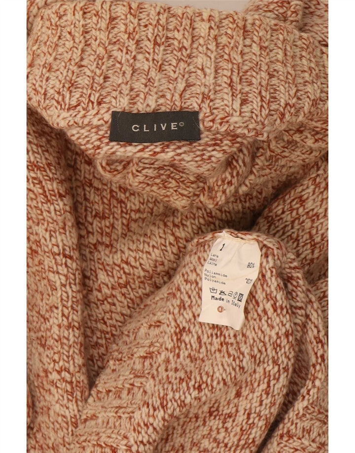 Maglione da uomo vintage con collo a bottoni, grande lana screziata marrone