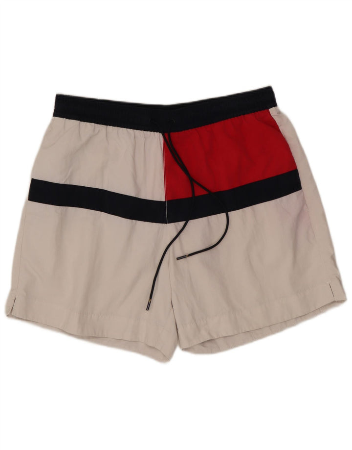 Pantaloncini da bagno da uomo Tommy Hilfiger in nylon color block bianco medio