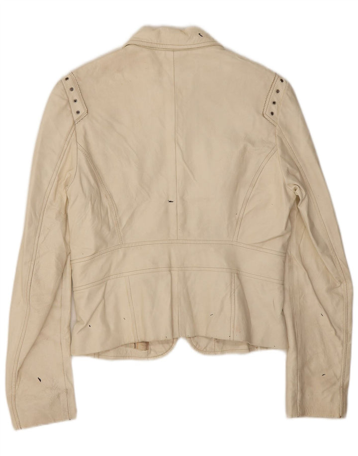 Giacca Pelle Donna Crop Conbipel IT 44 Pelle Bianca Media
