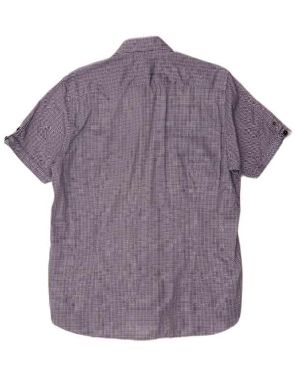 Ted Baker Camicia a maniche corte da uomo Taglia 4 Large Blu Navy in cotone geometrico