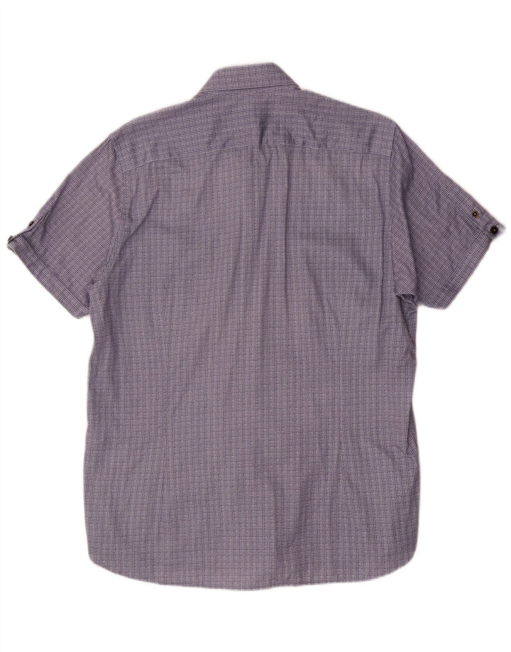 Ted Baker Camicia a maniche corte da uomo Taglia 4 Large Blu Navy in cotone geometrico