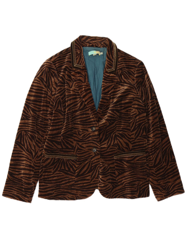 Boden Womens 2 Button Velvet Blazer Jacket UK 18 XL Brown Animal Print