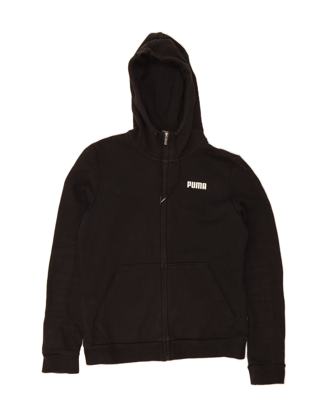 PUMA Womens Zip Hoodie Sweater UK 12 Medium Black Polyester Vintage Puma and Second-Hand Puma from Messina Hembry 