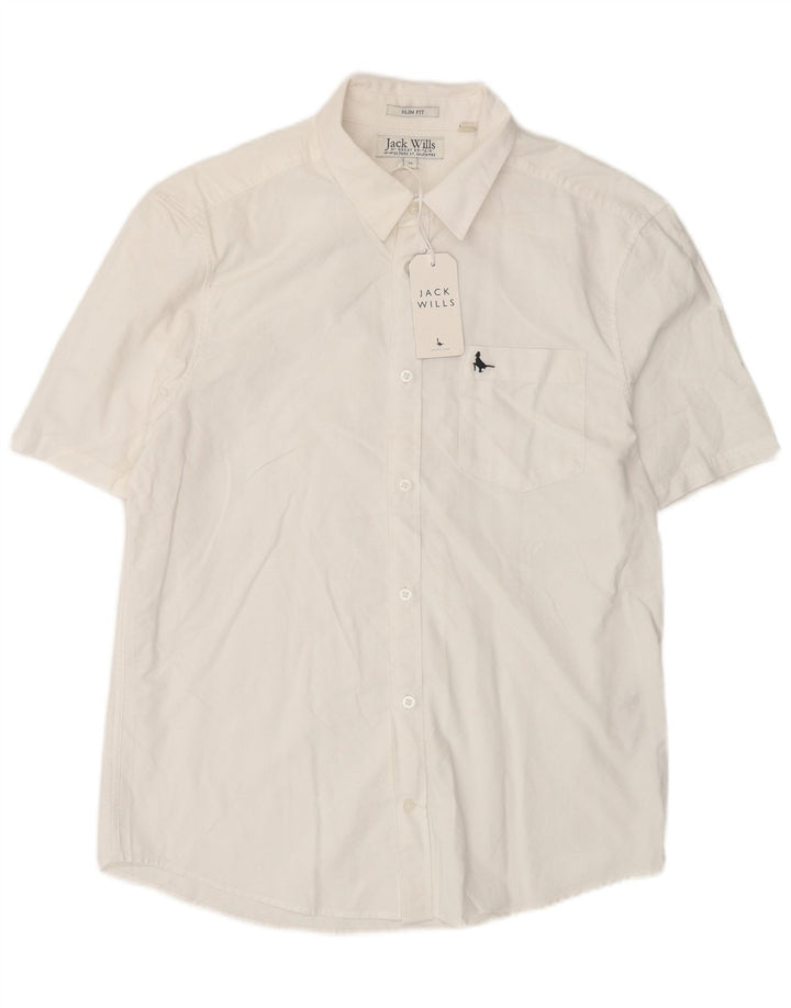 Camicia slim fit a maniche corte da uomo Jack Wills in cotone bianco medio