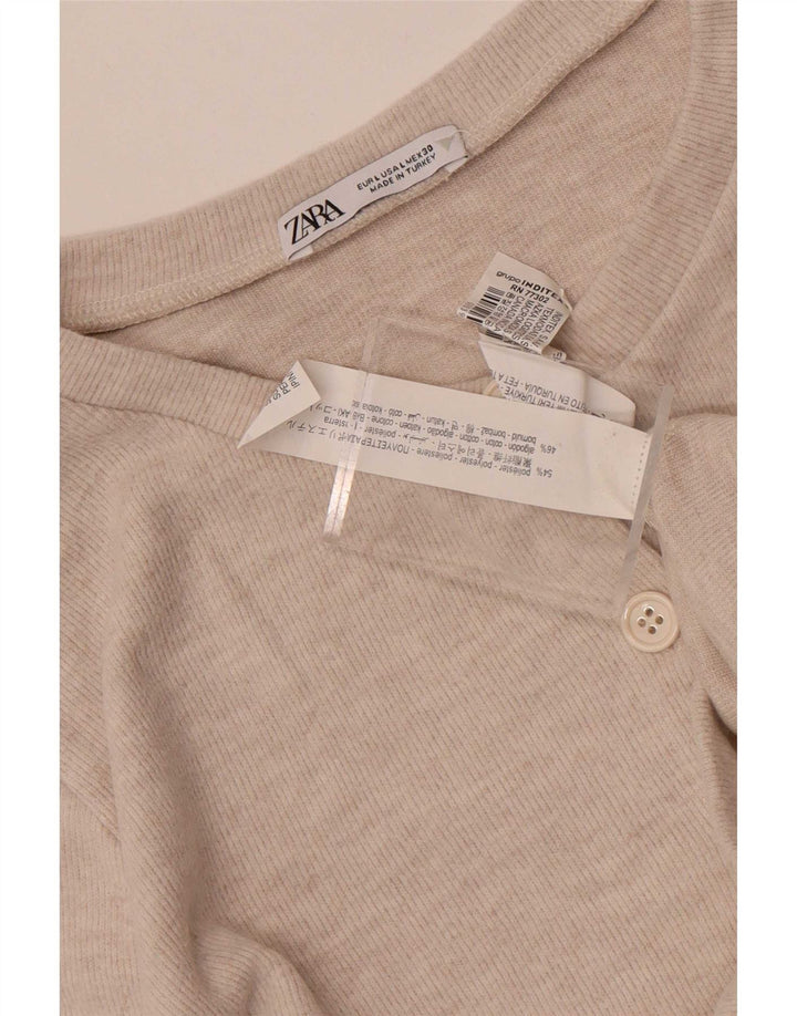 Top cardigan corto da donna Zara UK 14 grande poliestere grigio