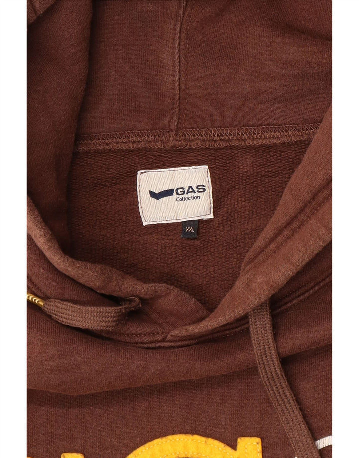 Maglione con cappuccio grafico da uomo Gas 2XL Marrone
