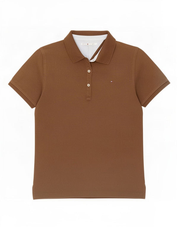 Polo da donna Tommy Hilfiger UK 14 grande cotone marrone