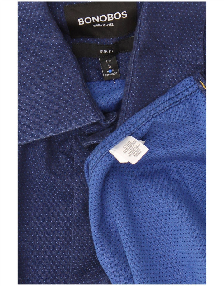 BONOBOS Camicia slim fit da uomo in cotone maculato medio blu navy