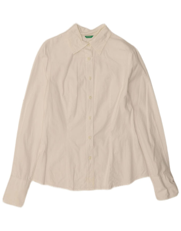 Camicia Benetton Donna UK 10 Small Cotone Bianco