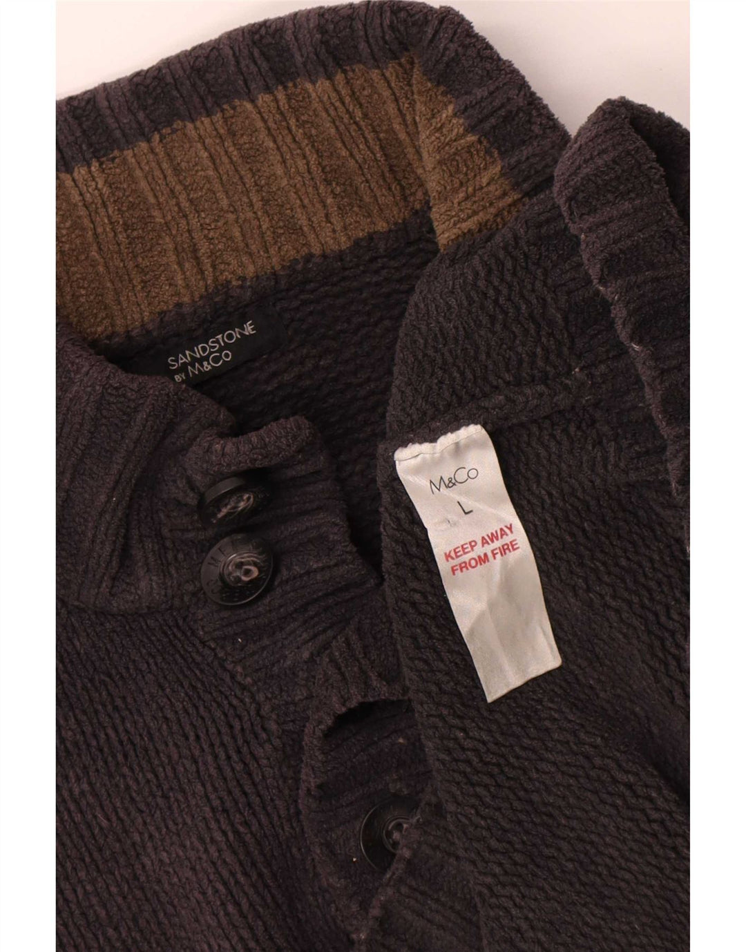 Maglione da uomo M&Co con collo a bottoni, grande poliestere grigio