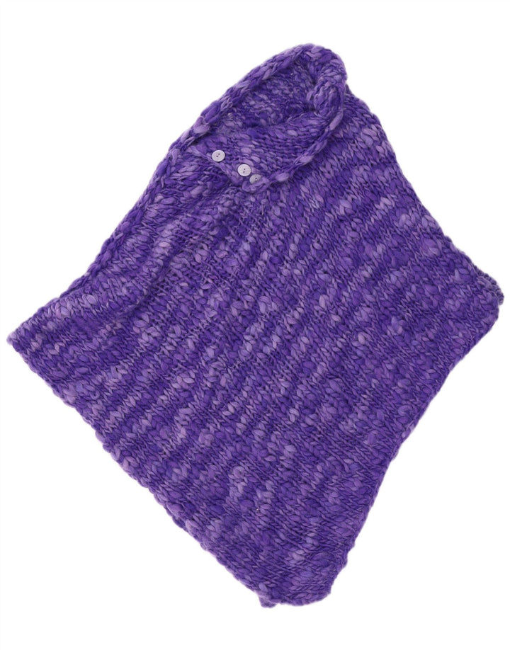 Maglione poncho vintage da donna taglia unica viola screziato