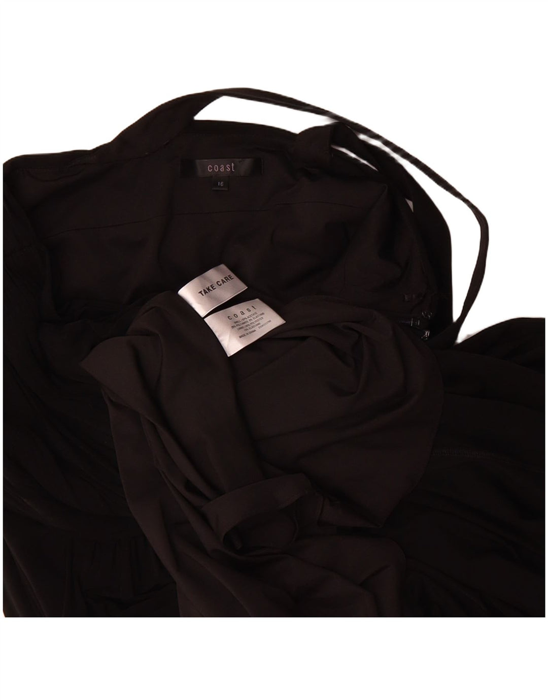 COAST Womens Halter Dress UK 16 Large  Black Acetate